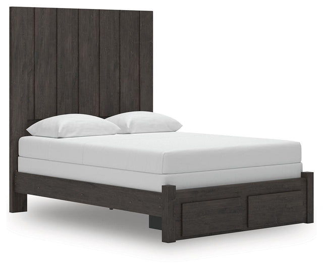 Ashley Fraluna - Charcoal - Queen Panel Storage Bed