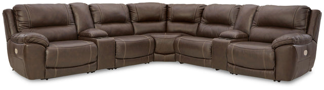 Ashley Dunleith - Chocolate - 7-Piece Power Reclining Sectional With 2 Storage Consoles