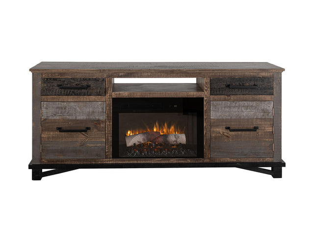 International Furniture Direct Loft Brown - 70" Fireplace - Dark Gray