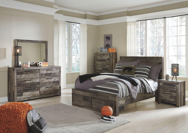 Ashley Derekson - Multi Gray - 8 Pc. - Full Panel Bed with 2 Storage Drawers, Dresser, Mirror, Chest, Nightstand