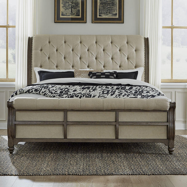 Liberty Furniture Americana Farmhouse - King Sleigh Bed - Light Brown