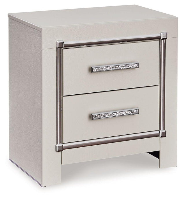 Ashley Zyniden Two Drawer Night Stand - Silver