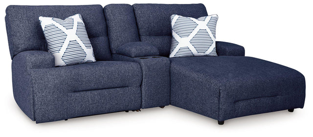 Ashley Acklen Place - Navy - 3-Piece Power Reclining Sectional Sofa With Raf Chaise