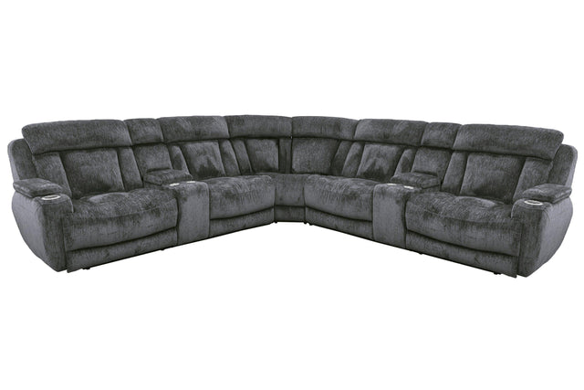 Parker House Dalton - 7 Piece Modular Power Reclining Sectional With Power Adjustable Headrests - Lucky Charcoal