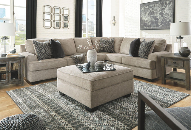 Ashley Bovarian - Stone - 4 Pc. - Left Arm Facing Loveseat 3 Pc Sectional, Ottoman