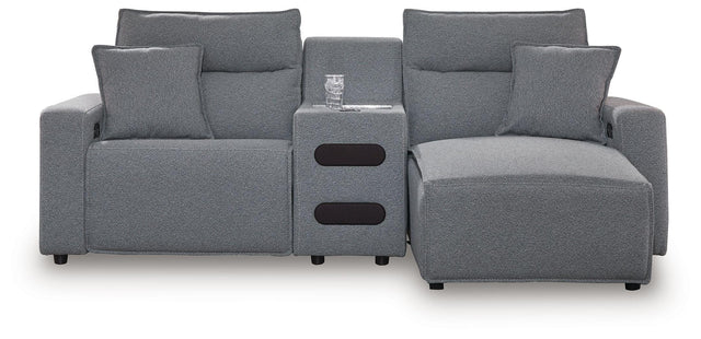 Ashley Modmax - Salt And Pepper - 3-Piece Power Reclining Sectional With RAF Chaise And Audio Console