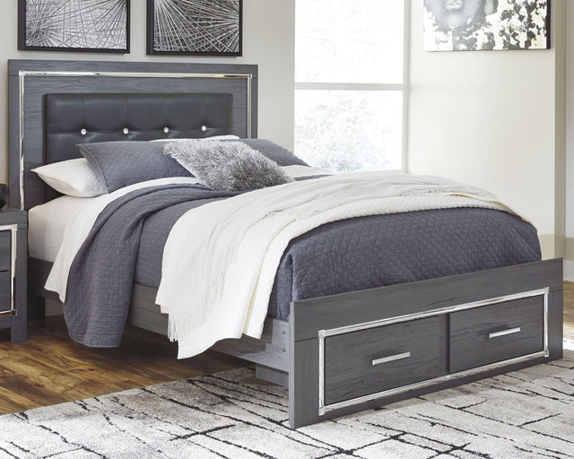 Ashley Lodanna - Gray - Queen Panel Bed with 2 Storage Drawers