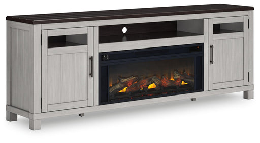 Ashley Darborn - Gray / Brown - 88" TV Stand With Electric Infrared Fireplace Insert