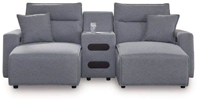 Ashley Modmax - Salt And Pepper - 3-Piece Power Reclining Sectional With Double Chaise And Audio Console
