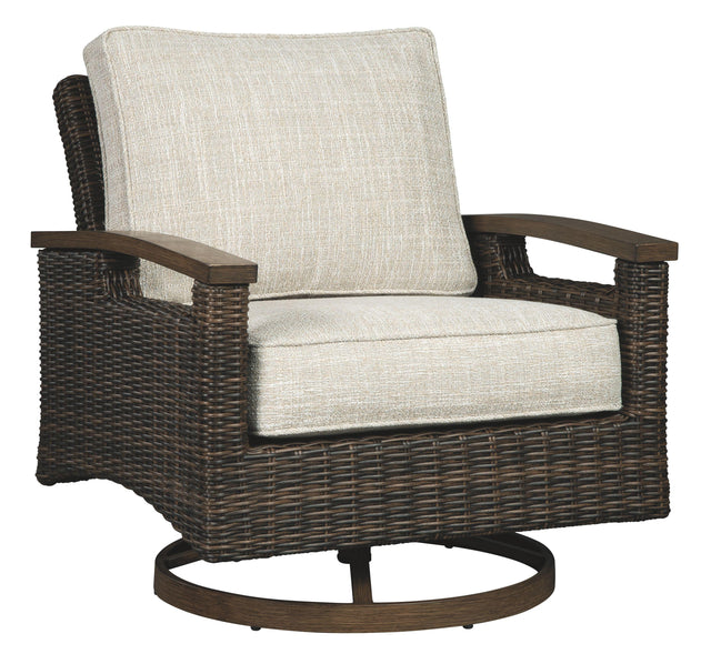 Ashley Paradise Trail Swivel Lounge Chair (2/CN) - Medium Brown