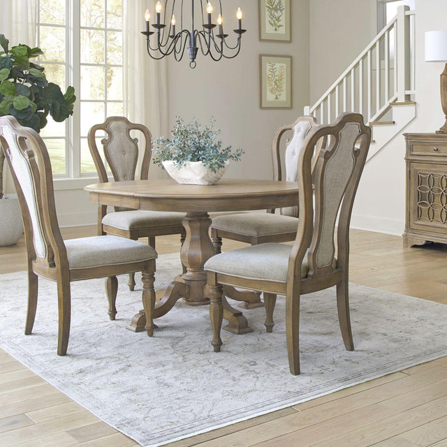 Liberty Furniture Magnolia Manor - 5 Piece Pedestal Table Set - Brown