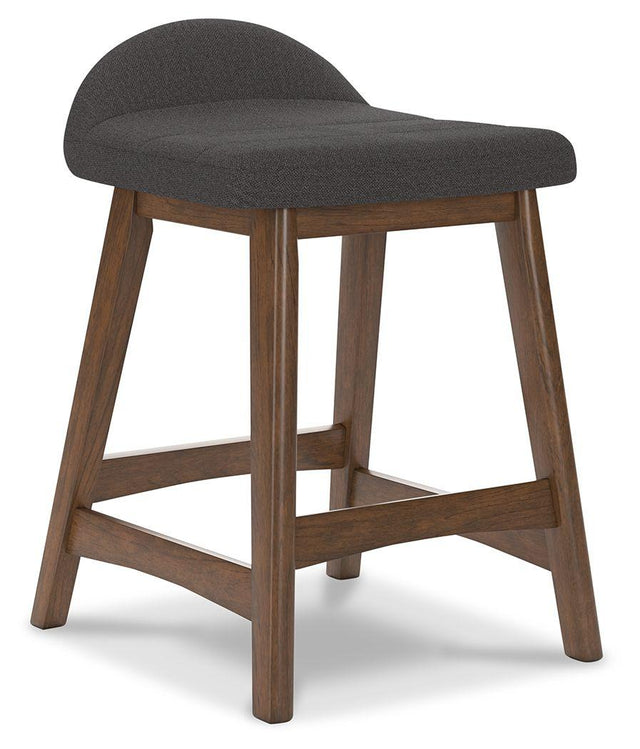Ashley Lyncott Upholstered Barstool (2/CN) - Charcoal/Brown