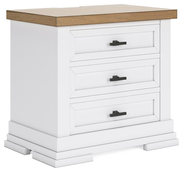 Ashley Ashbryn Three Drawer Night Stand - White/Natural