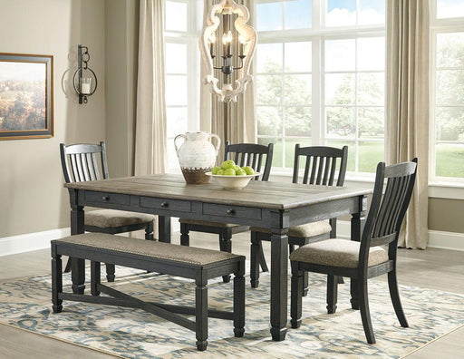 Ashley Tyler Creek - Dark Gray - 6 Pc. - Dining Room Table, 4 Side Chairs, Bench