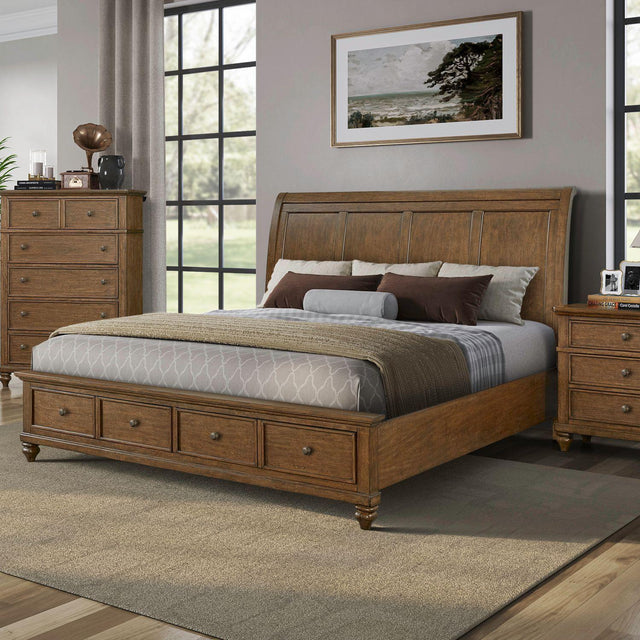 Liberty Furniture Twin Lakes - King Storage Bed - Chestnut