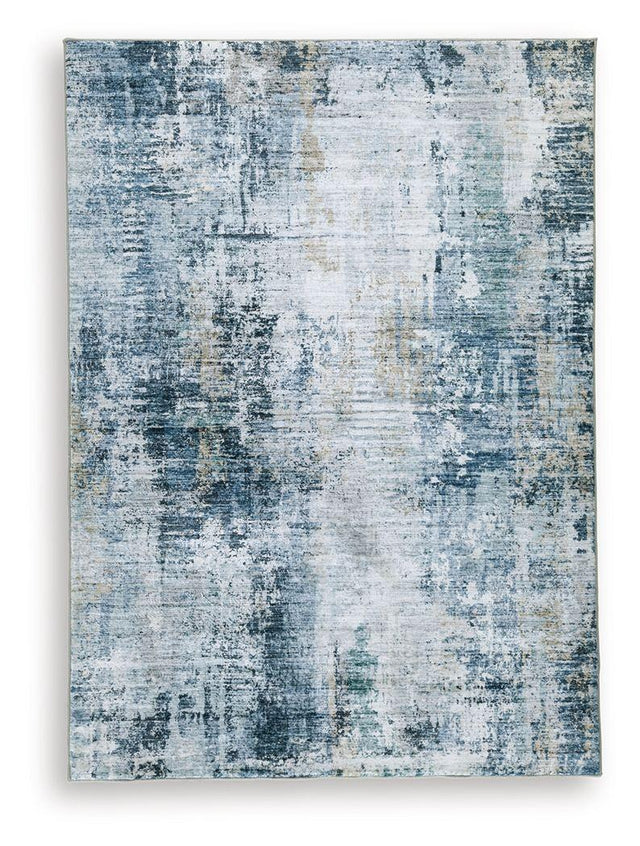 Ashley Arlenmont Memory Foam Medium Rug - Blue/White/Brown