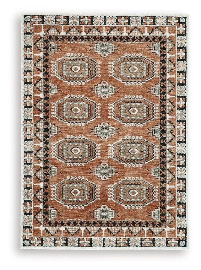 Ashley Qaabiz Medium Rug - Sienna/Ivory/Black