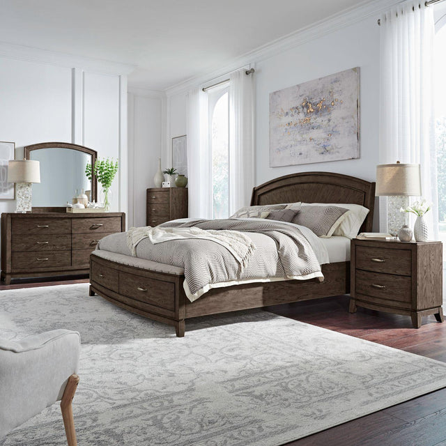 Liberty Furniture Avalon - 5 Piece Bedroom Set (Queen Panel Storage Bed, Dresser & Mirror, Chest, Night Stand) - Brown