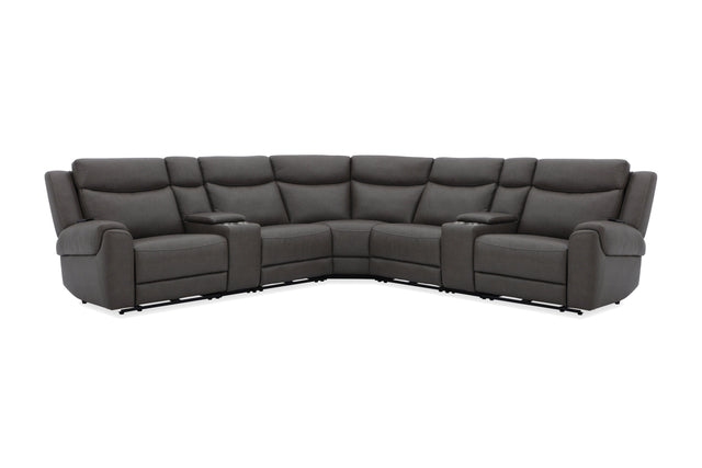Parker House Momentum - 7 Piece Modular Power Reclining Sectional With Power Adjustable Headrests - Dark Granite
