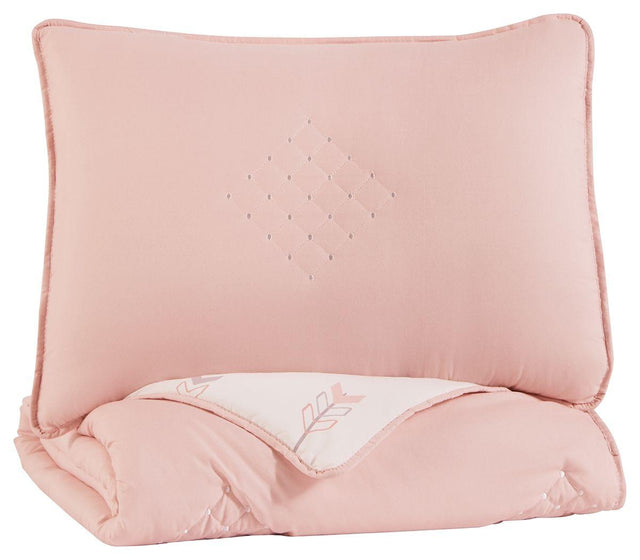 Ashley Lexann Twin Comforter Set - Pink/White/Gray