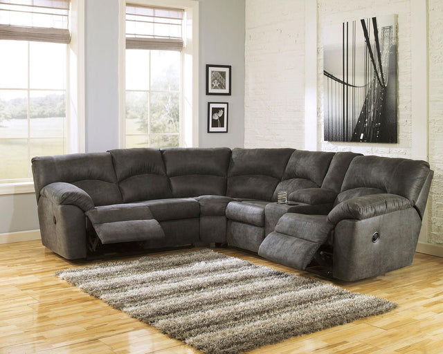 Ashley Tambo - Pewter - Right Arm Facing Loveseat With Console 2 Pc Sectional