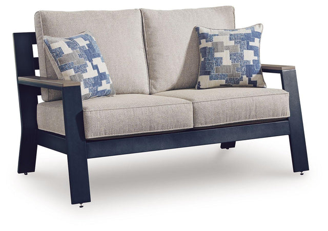 Ashley East Beach Loveseat w/Cushion - Navy Blue/Driftwood