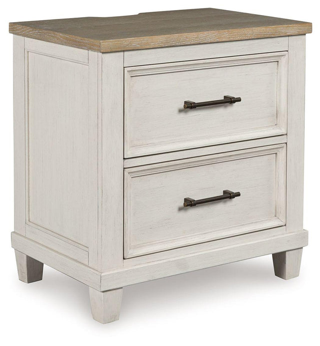 Ashley Shaybrock Two Drawer Night Stand - Antique White/Brown