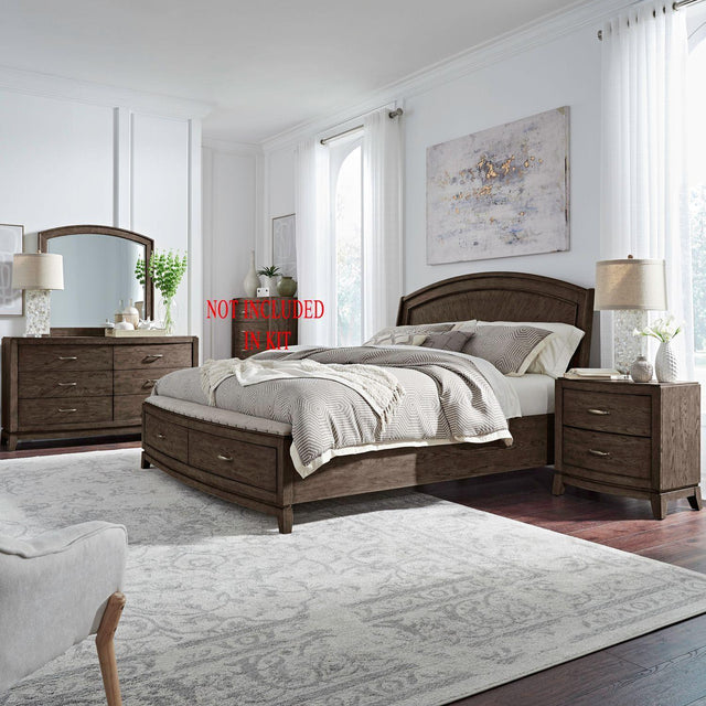 Liberty Furniture Avalon - 4 Piece Bedroom Set (Queen Panel Storage Bed, Dresser & Mirror, Night Stand) - Brown