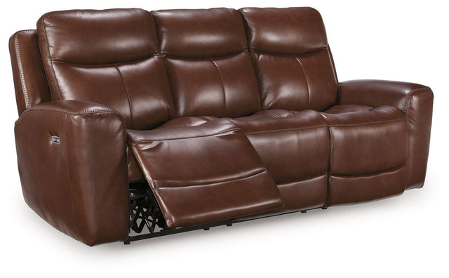 Ashley Next Move PWR REC Sofa with ADJ Headrest - Mahogany