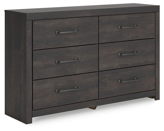 Ashley Hollivern Six Drawer Dresser - Dark Gray