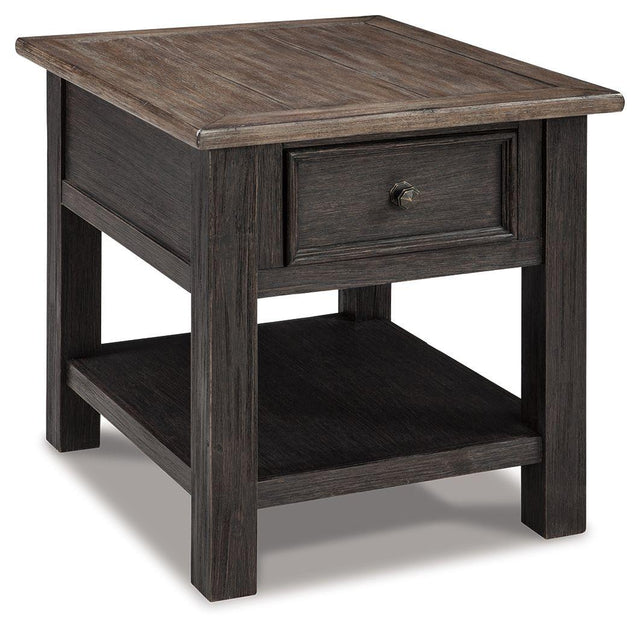 Ashley Tyler Creek Rectangular End Table - Grayish Brown/Black