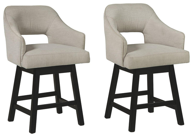 Ashley Tallenger UPH Swivel Barstool (2/CN) - Linen/Brown