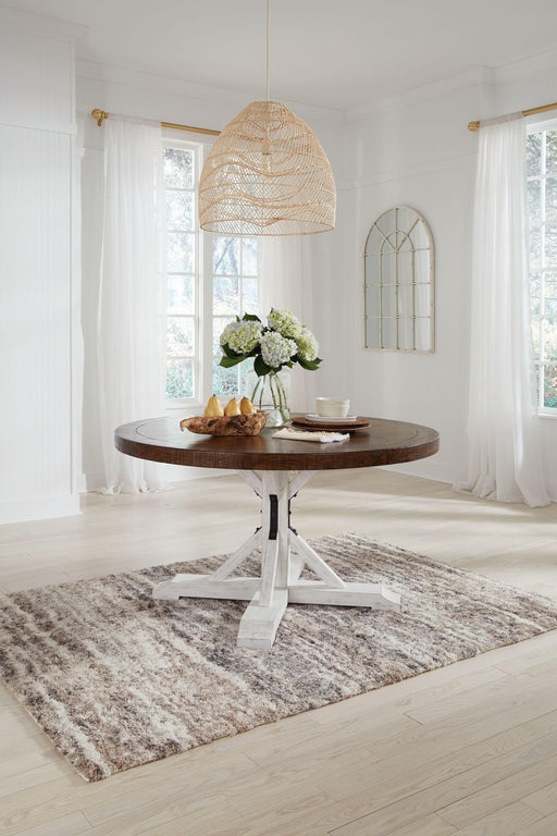 Ashley Valebeck - White / Brown - Dining Table