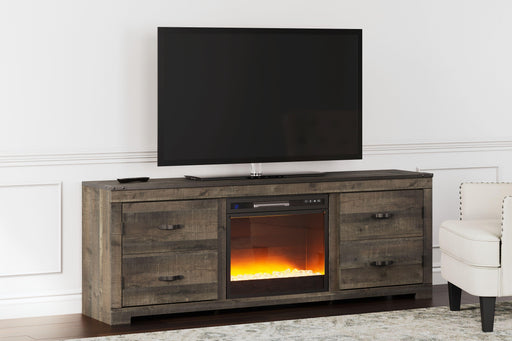 Ashley Trinell - Brown - 72" TV Stand With Fireplace Insert Glass/Stone