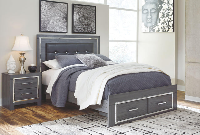 Ashley Lodanna - Gray - Queen Platform Bed with 2 Storage Drawers