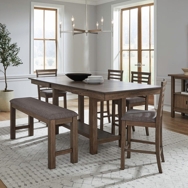 Liberty Furniture Brook Bay - 6 Piece Gathering Trestle Table - Brown