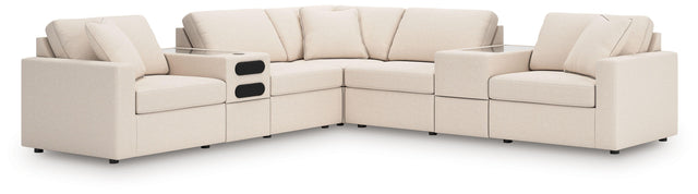 Ashley Modmax - Oyster - 7-Piece Balanced Sectional With Audio And Storage Consoles