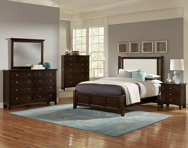 Vaughan-Bassett Bonanza - Queen Linen Upholstered Bed With Mansion Footboard - Merlot