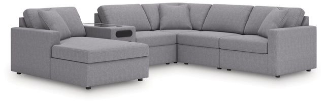 Ashley Modmax - Granite - 6-Piece Sectional With Audio System, Laf Corner Chaise And Raf Corner Chair