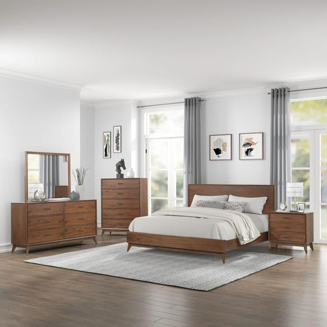 Liberty Furniture Century Modern - 4 Piece Bedroom Set (King California Platform Bed, Dresser & Mirror, Chest) - Light Brown