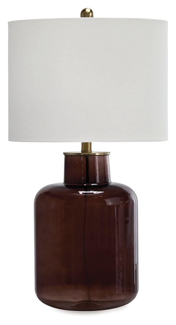 Ashley Mette Glass Table Lamp (1/CN) - Brown/Gold Finish
