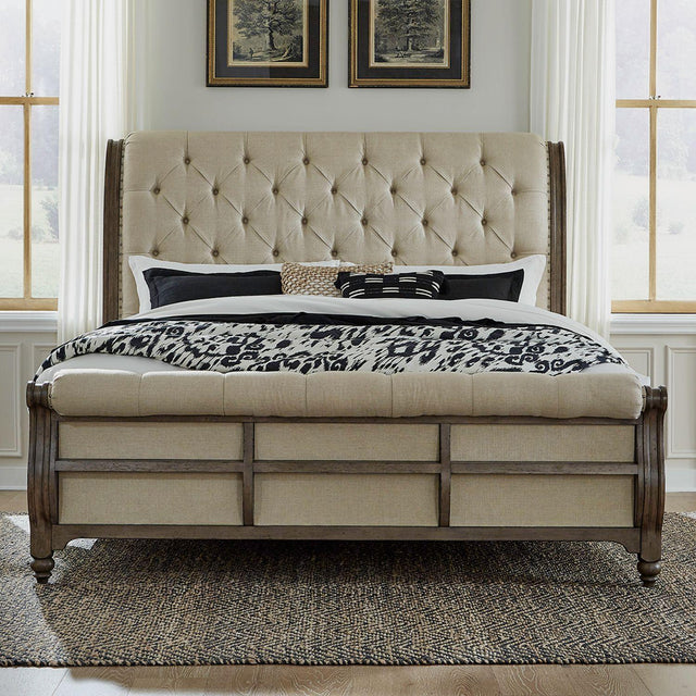 Liberty Furniture Americana Farmhouse - California King Sleigh Bed - Brown