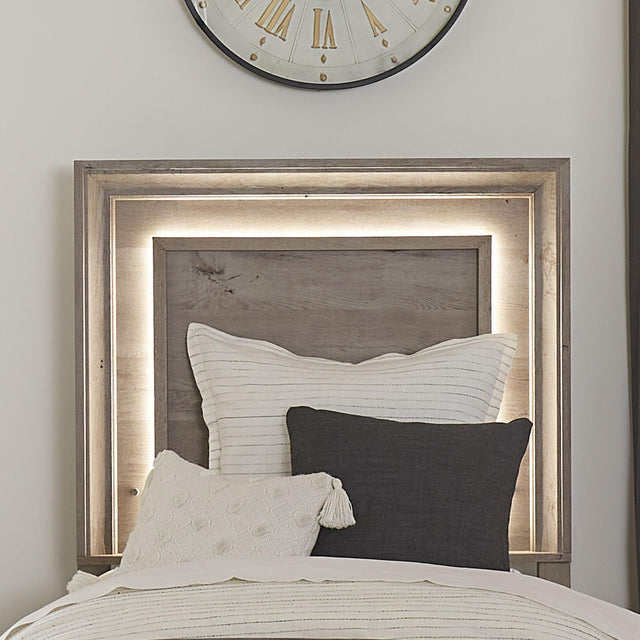 Liberty Furniture Horizons - Twin Panel Headboard With Lights - Medium Gray