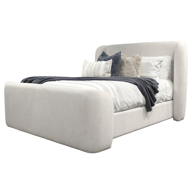 Parker House Shiloh - Queen Wingback Upholstered Bed - White Mocha