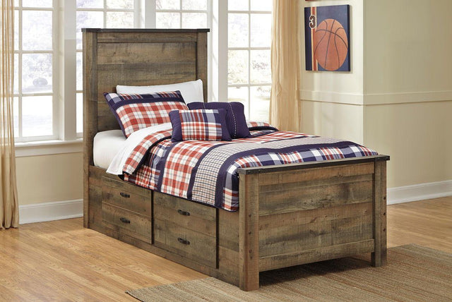 Ashley Trinell - Brown - Twin Panel Bed with 2 Storage Drawers