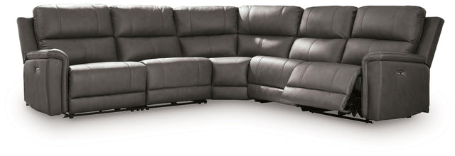 Ashley Bleckley - 5-Piece Power Reclining Sectional With RAF And LAF Recliners - Anchor