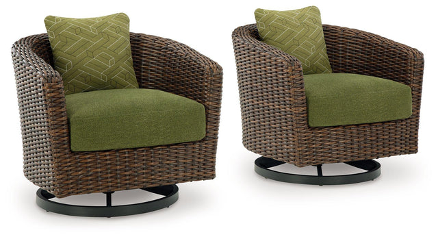 Ashley Horizon Hall Swivel Lounge w/ Cushion - Brown/Green
