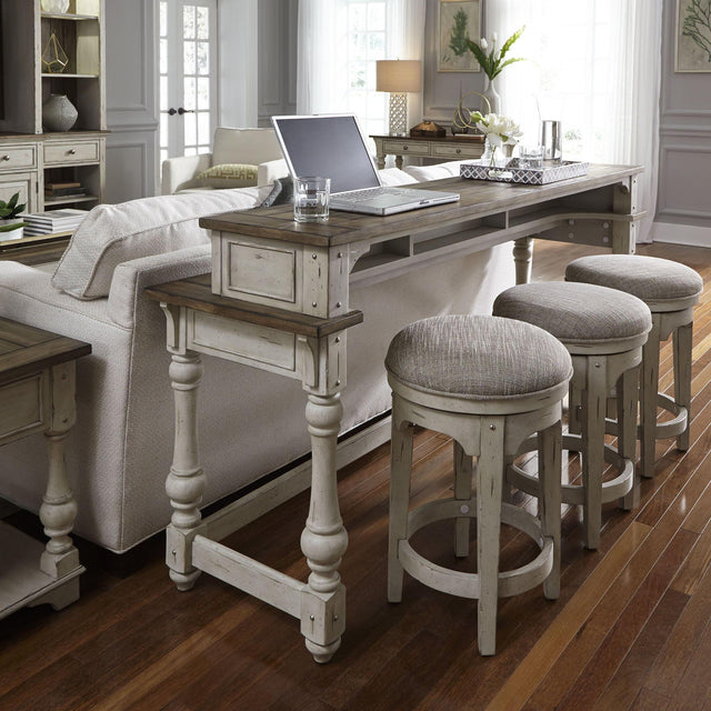 Liberty Furniture Morgan Creek - 4 Piece Console Set (1 Console 3 Stools) - White