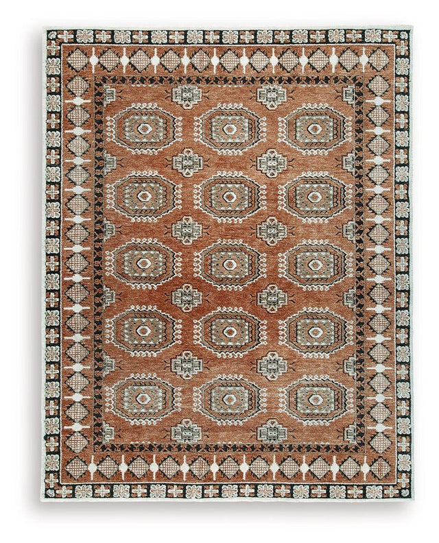 Ashley Qaabiz Large Rug - Sienna/Ivory/Black