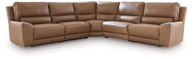 Ashley DeepWakes - 5-Piece Power Reclining Sectional - Caramel